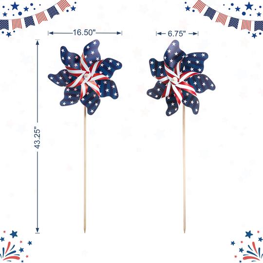 Glitzhome® 43.2" Stars & Stripes Patriotic Windmills, 4ct.